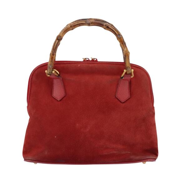 GUCCI Bamboo Hand Bag Suede Red 000 12740290 - Picture 2 of 13